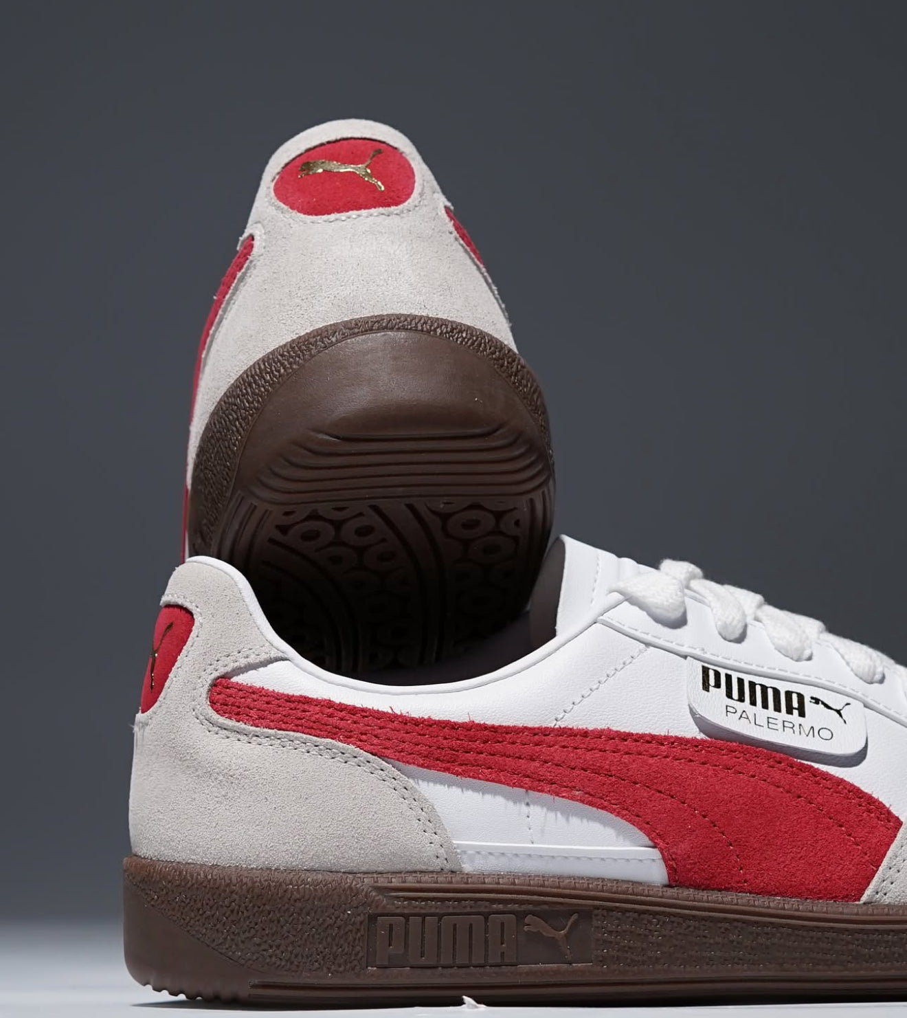 WMNs Puma Palermo Leather White Vapor Gray Club Red