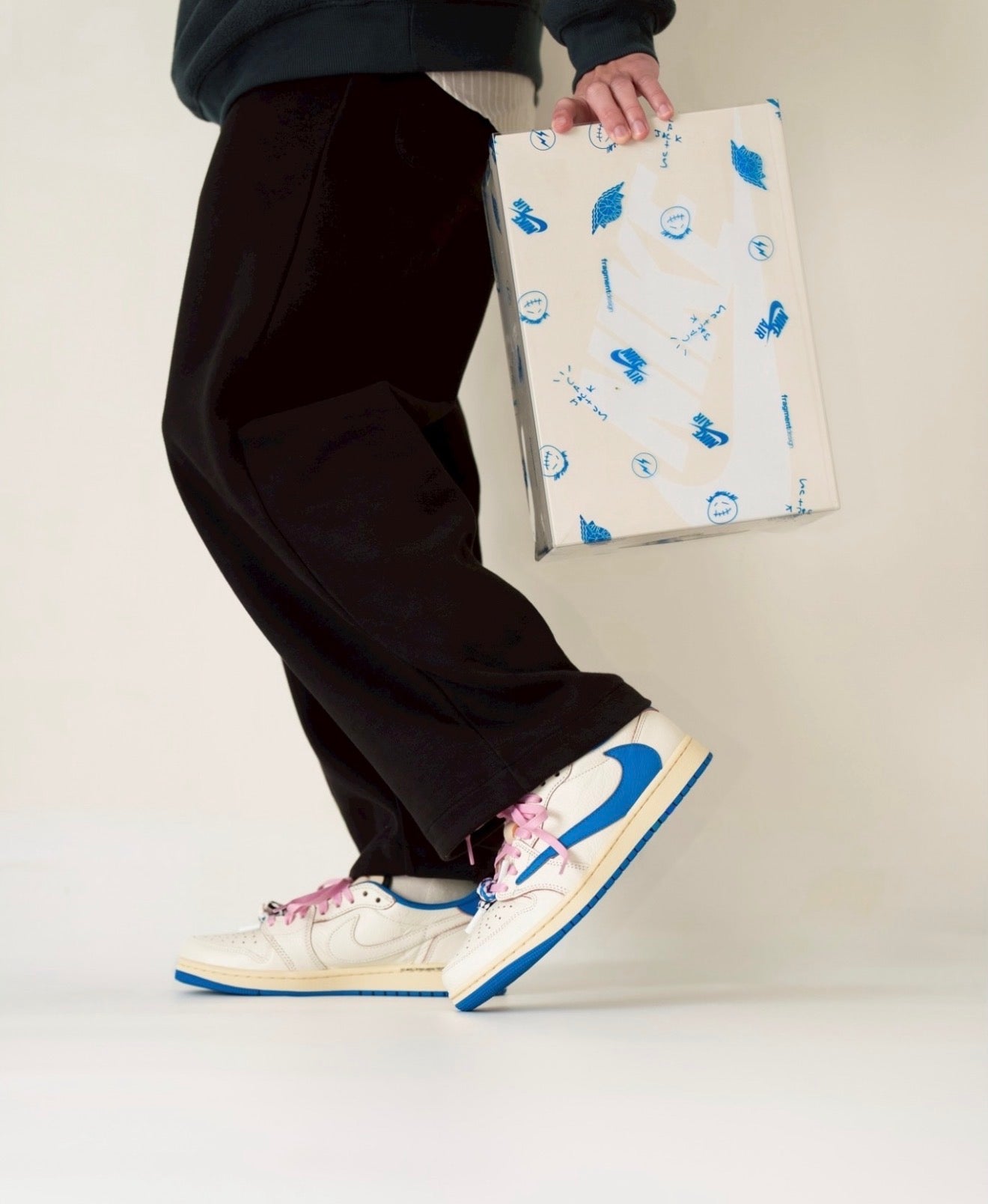 Air Jordan 1 Retro Low OG SP Fragment x Travis Scott Sail Military Blue