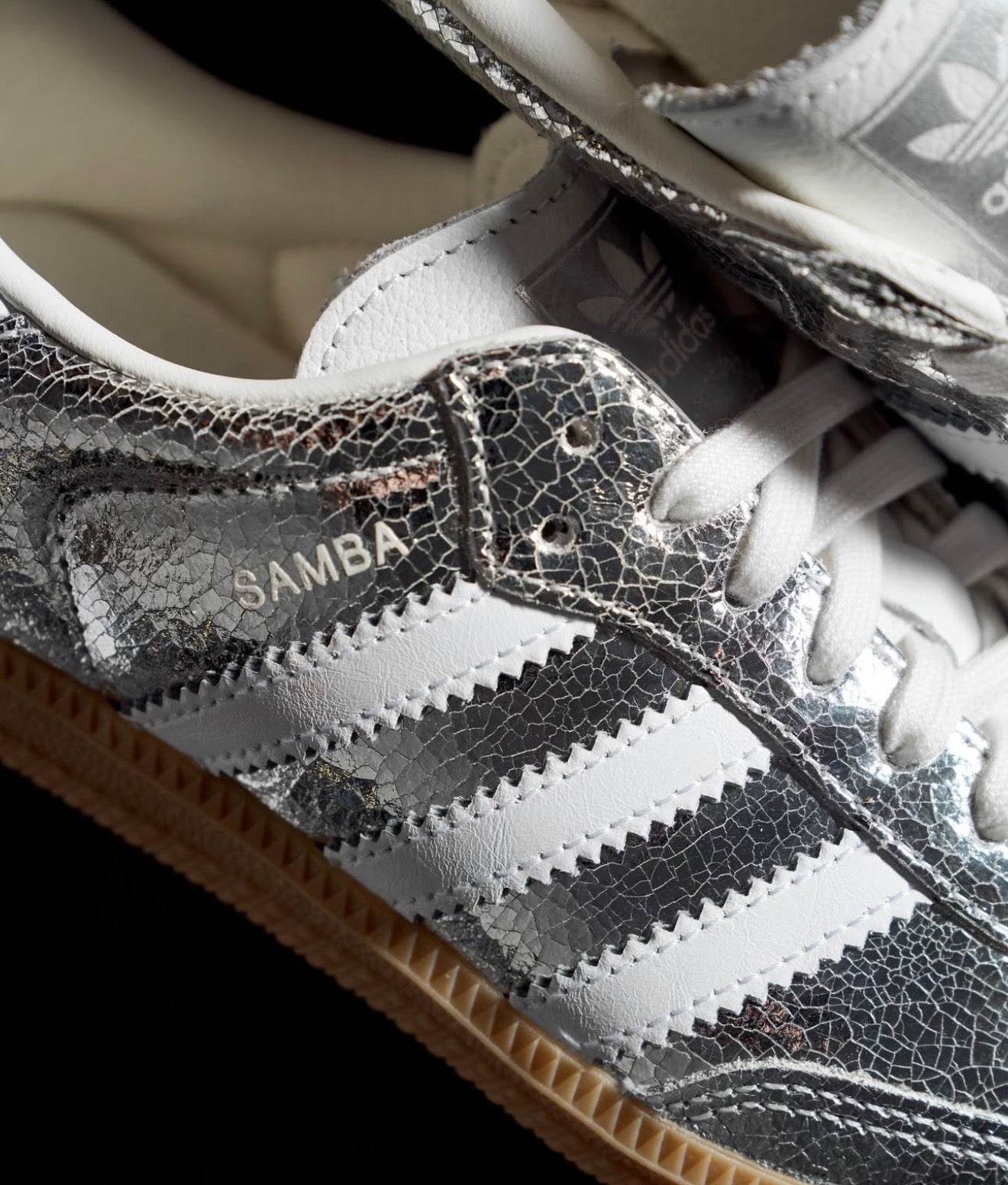 Samba OG Silver Metallic Cracked Leather