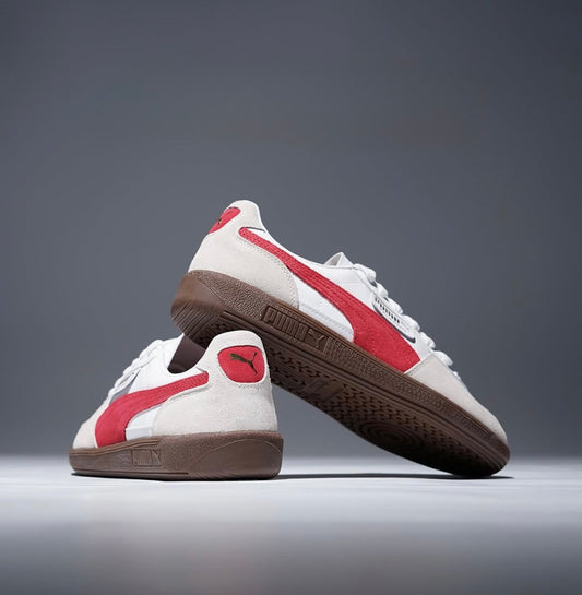 WMNs Puma Palermo Leather White Vapor Gray Club Red