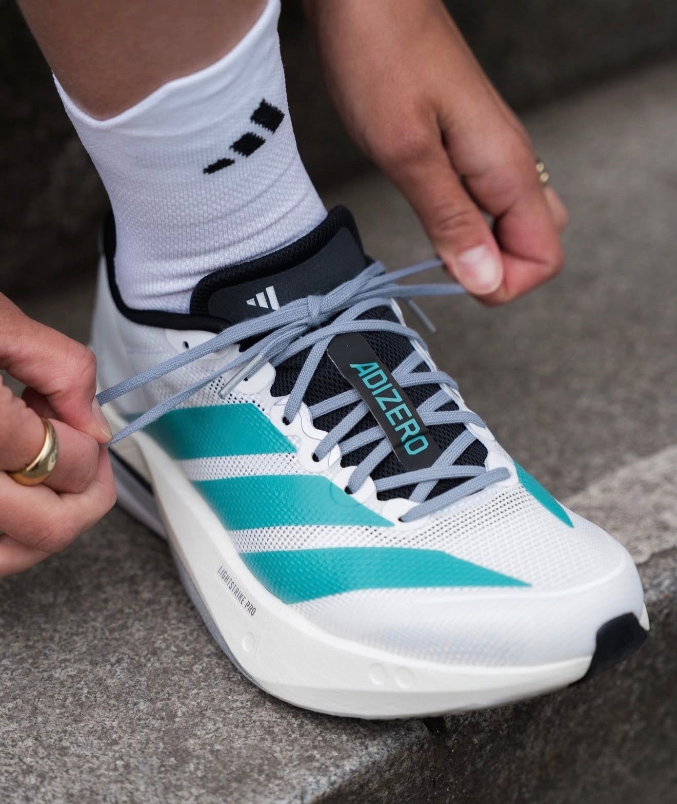 Adizero Boston 13 White Pure Teal