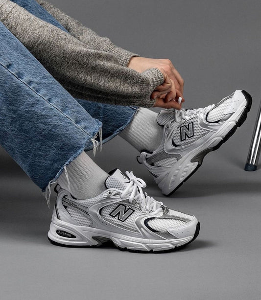 WMNs New Balance 530 White Navy Silver