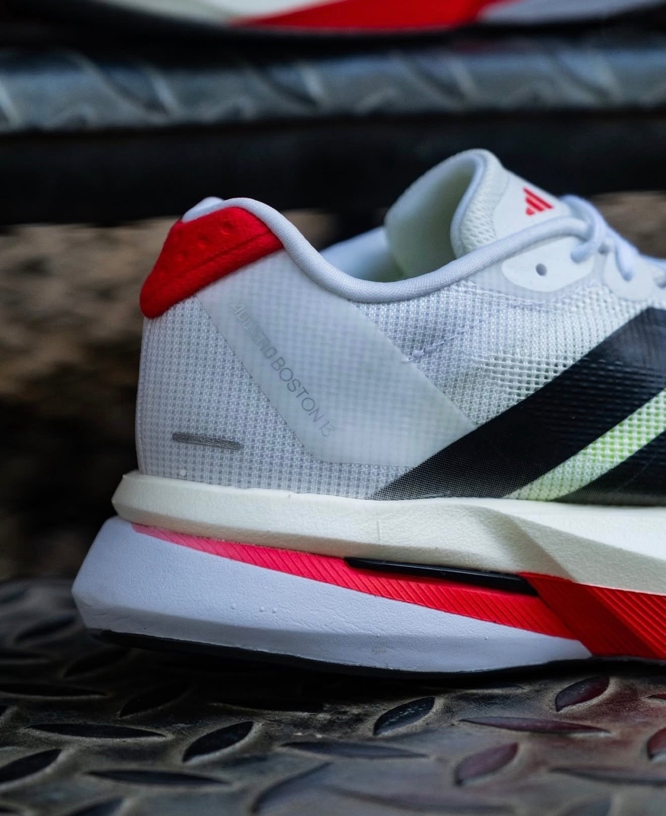 Adizero Boston 13 White Black Lucid Red