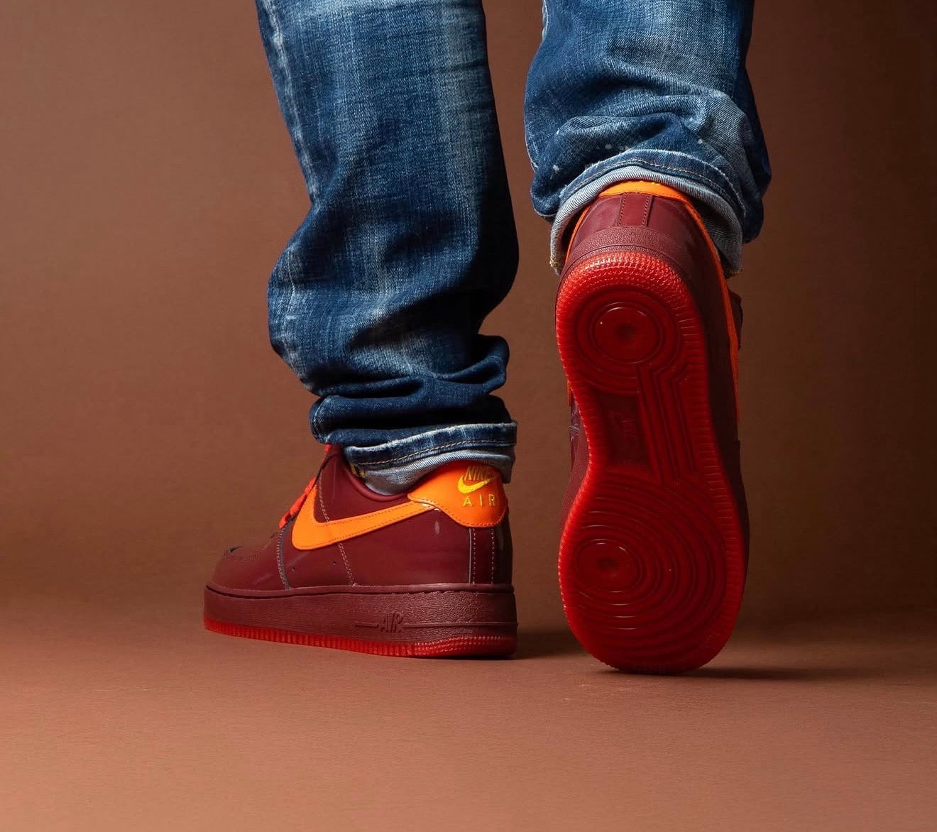 Airforce 1 Low Patent Leather Dark Team Red Safety Orange
