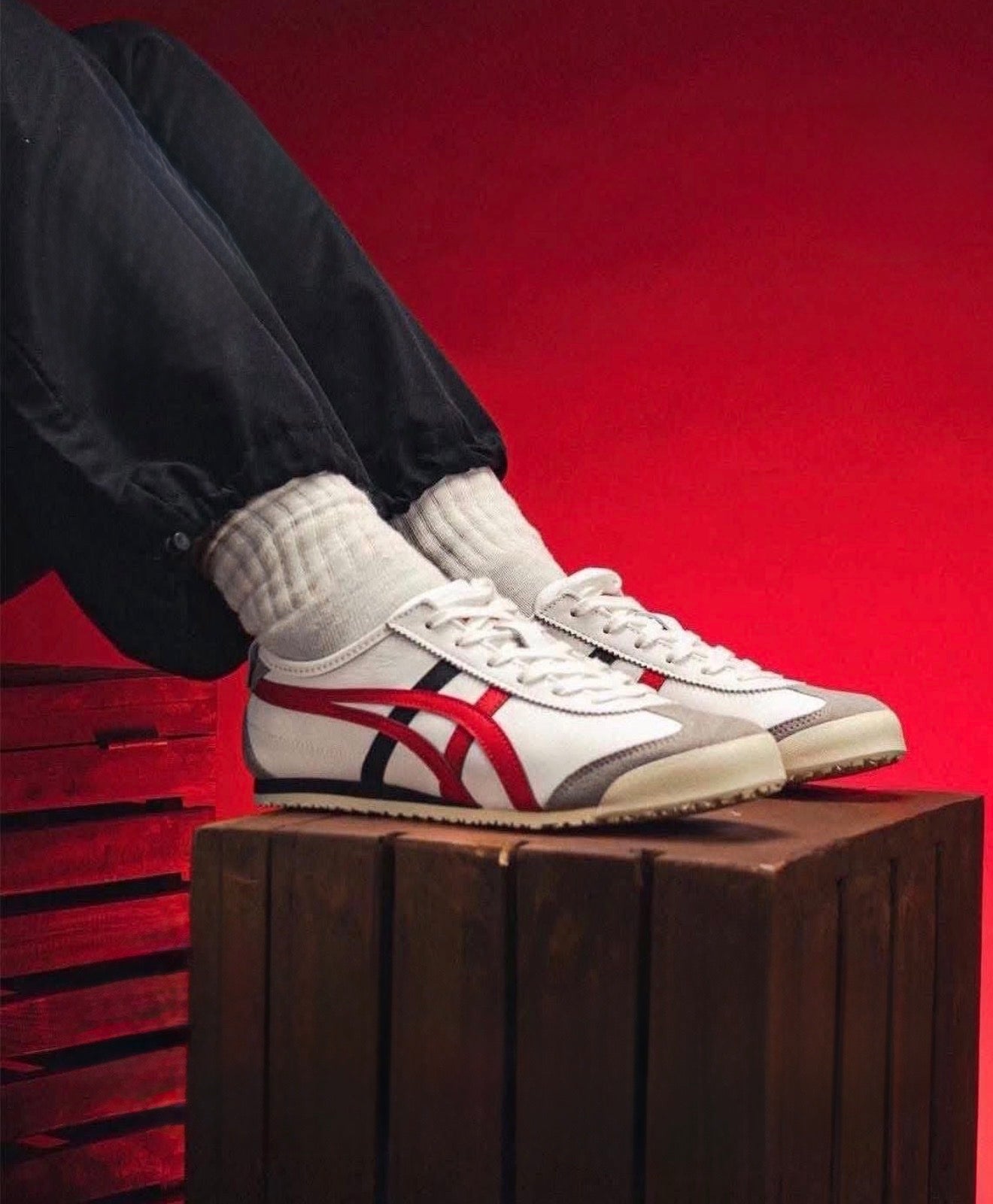 Mexico 66 Lace Up White Classic Red