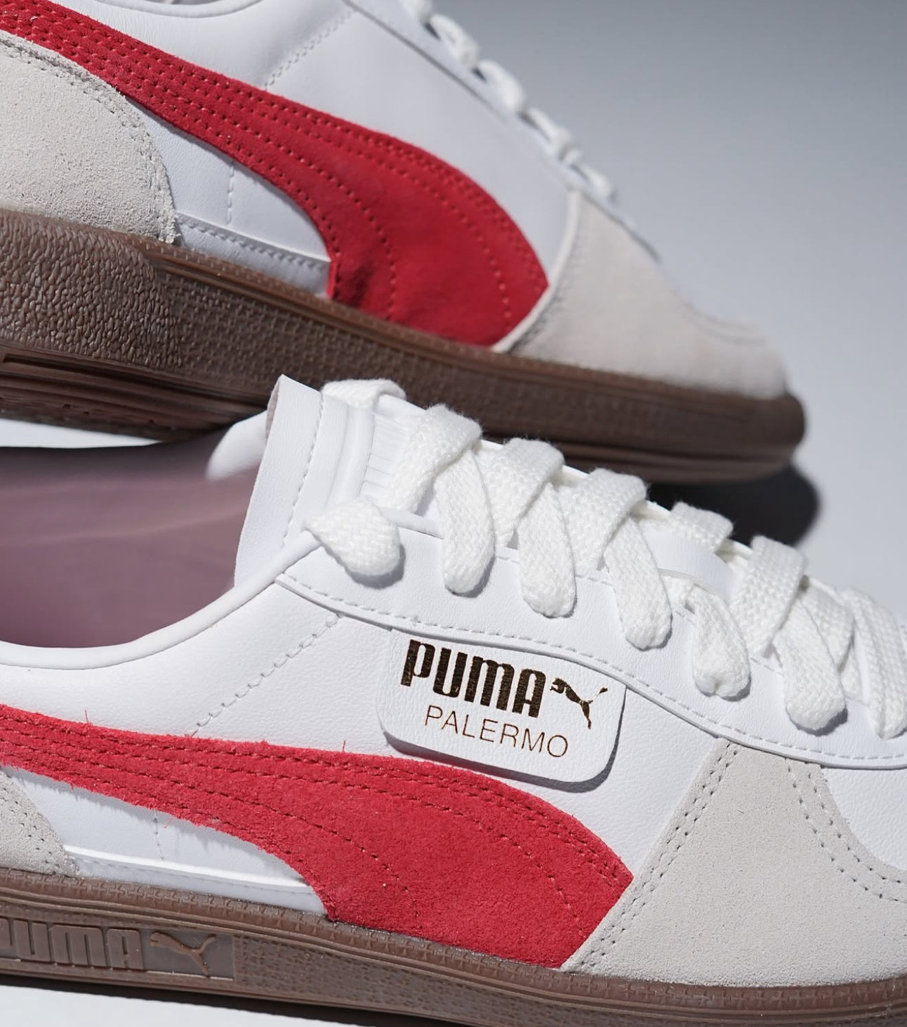 WMNs Puma Palermo Leather White Vapor Gray Club Red