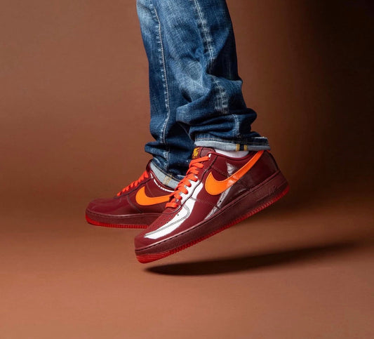 Airforce 1 Low Patent Leather Dark Team Red Safety Orange