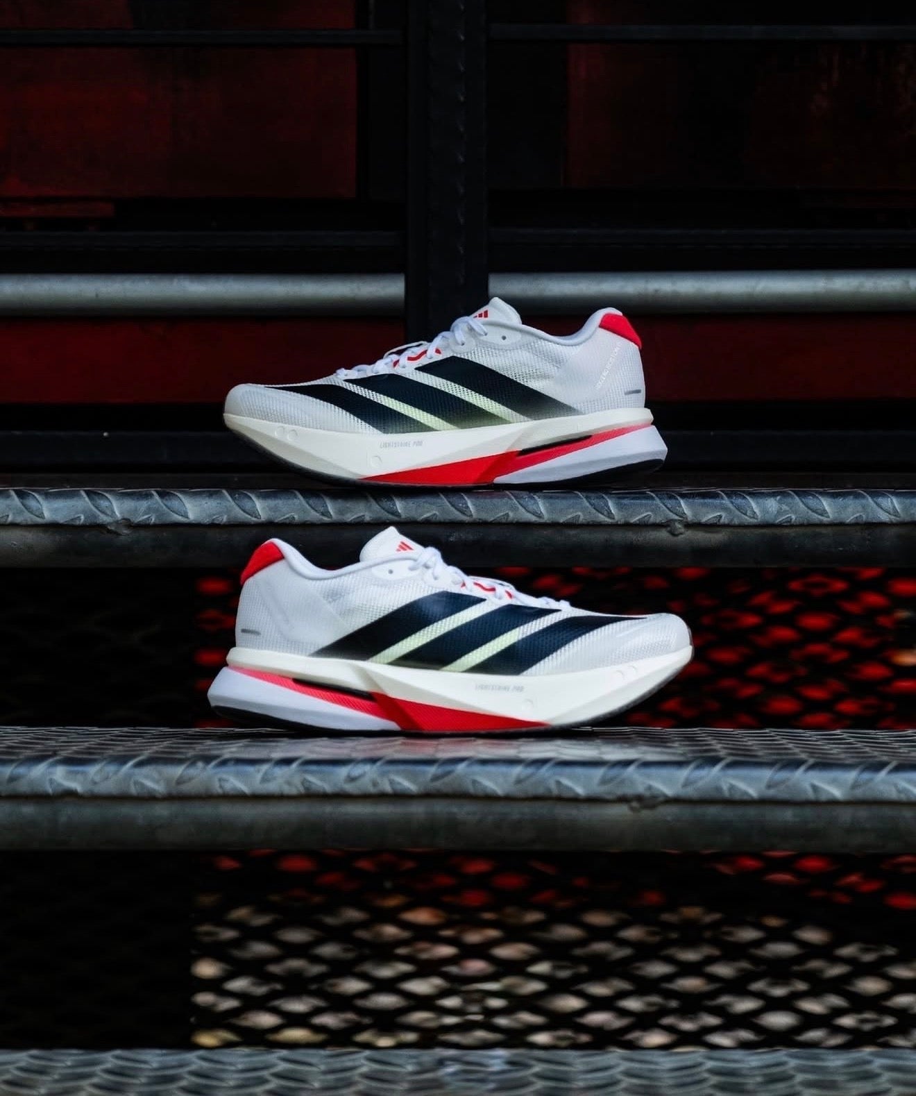 Adizero Boston 13 White Black Lucid Red