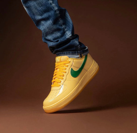 Airforce 1 Low Patent Leather Topaz Gold Pine Green