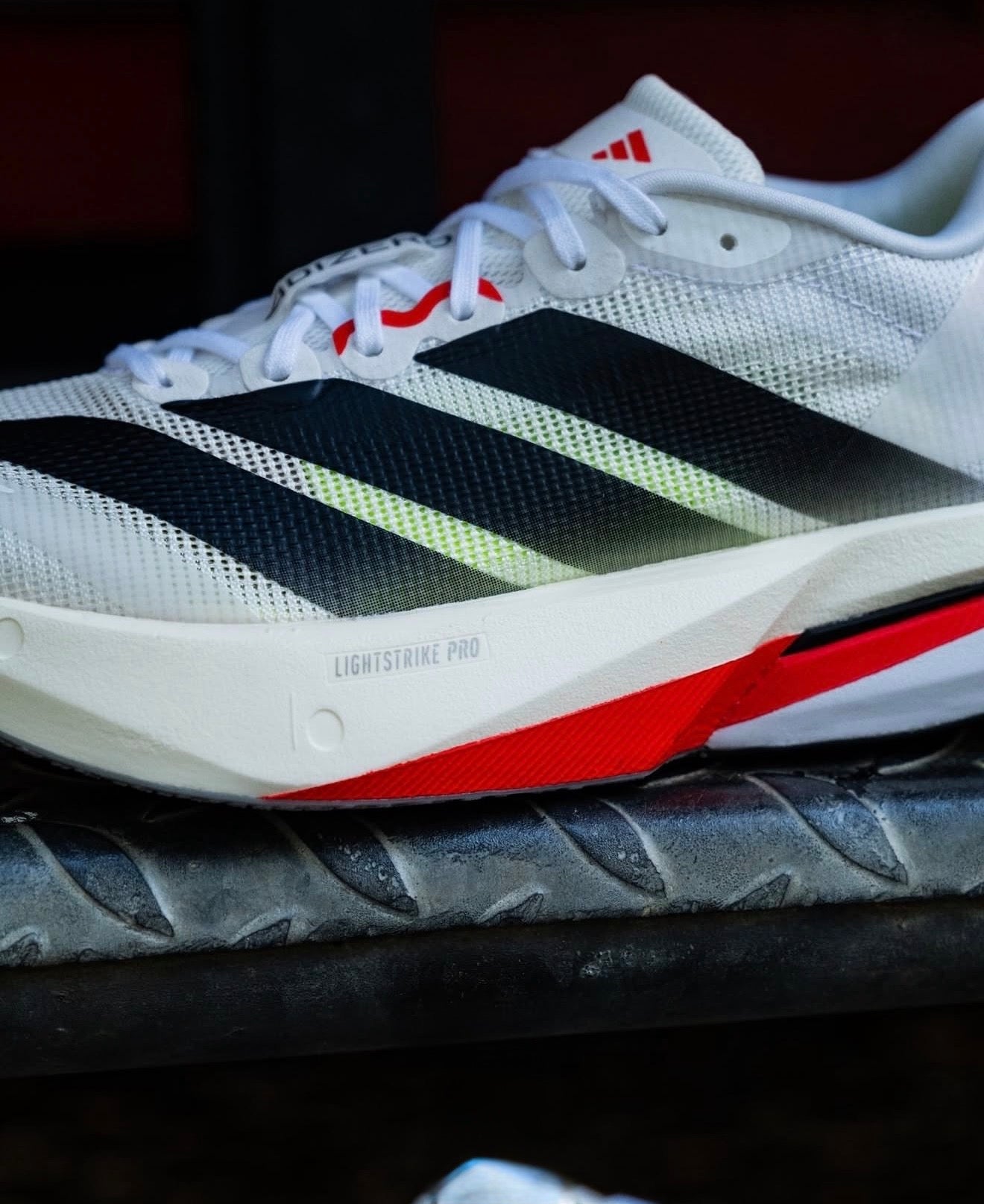 Adizero Boston 13 White Black Lucid Red
