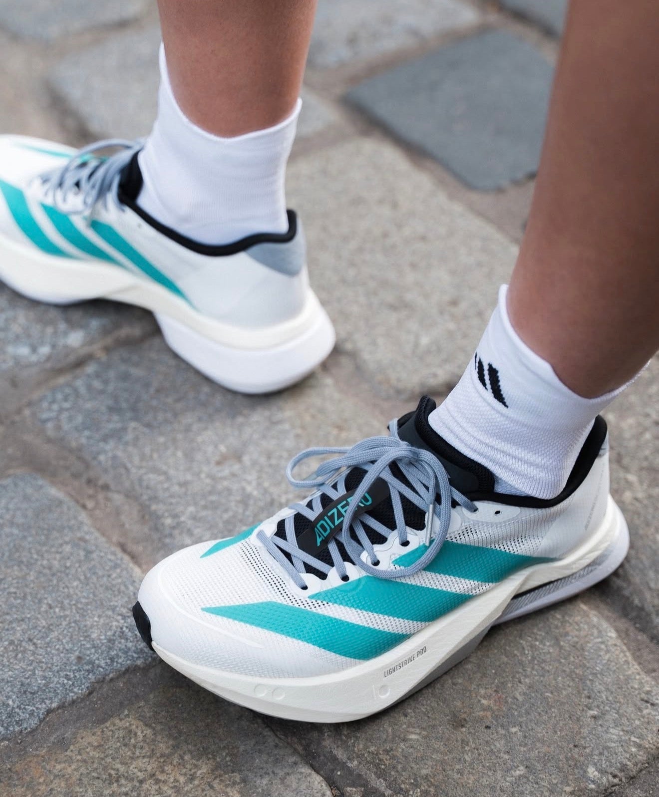 Adizero Boston 13 White Pure Teal
