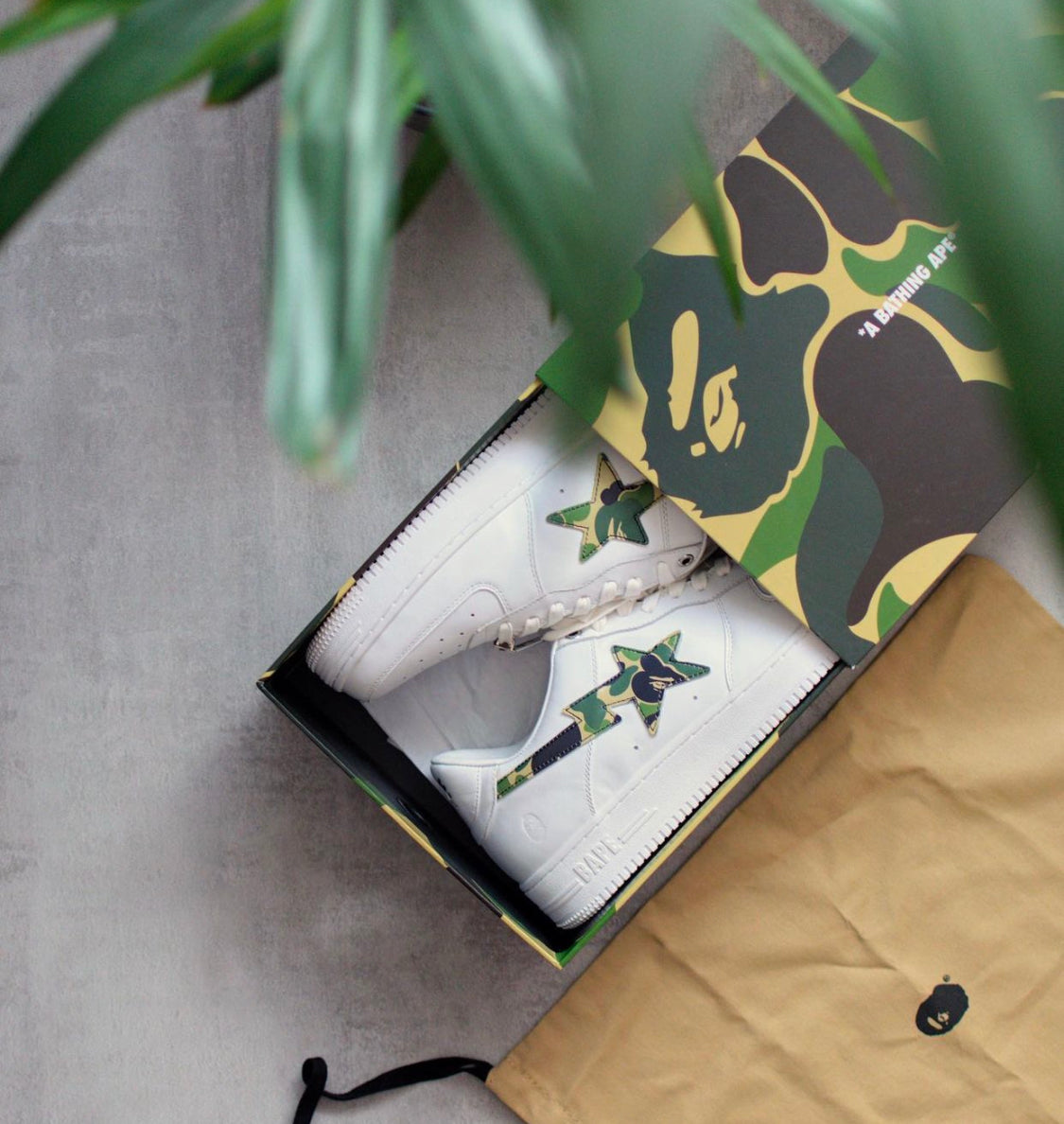 Bapesta Low ABC Camo White Green